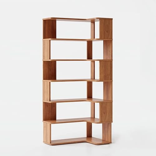 Tall 5-Tier Corner Bookshelf, 191cm Narrow Etagere Shelf for Small Spaces, Open Bookcase Display for Living Room, Stylish Wood Storage Solution