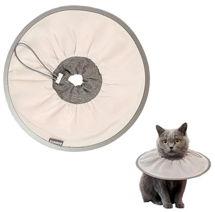 Cocoa Milk-M Size Kitten Cone, Breathable Soft Cat Cone Collar with Licking Prevention for 2.5-5kg Cats, Adjustable Cat Recovery Collars & Cones for Post-Surgery Protection