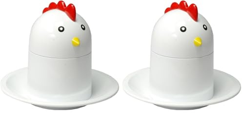 G S D Haushaltsgeräte Eierköpfer und Eierbecher, Plastik, White, 10 x 10 x 9 cm (Packung mit 2)