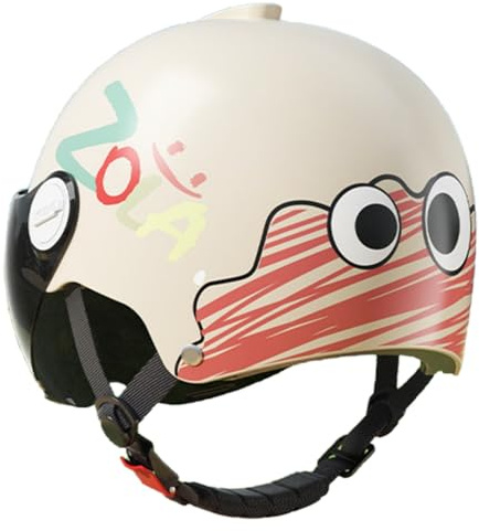 Casco De Moto con Visera Solar Y Diseño Bonito, Homologado Según La Norma ECE 22.06, para Niños Y Niñas De 3 A 12 Años, Casco Abierto Infantil. H,45-55cm