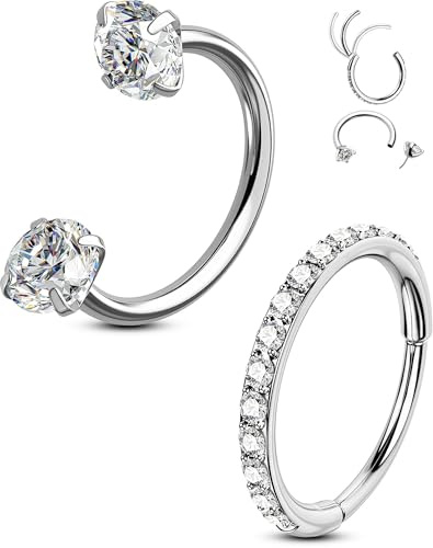 OUFER Body Piercing Nasenring Gold Silber 20G Hufeisen Piercing Ring 2PCS