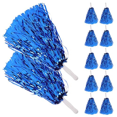 GALPADA Pompones Metálicos de Animadora Azul Marino 20 Piezas, Accesorios Livianos Pet para Animar Eventos Deportivos, Fiestas y Actividades Escolares, Juego Portátil para Porristas