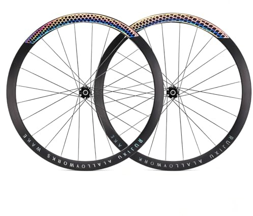 Snabbkopp Hjulset Road Bike 700C Hjul Aluminiumlegering Fälg Höjd 30/40/50mm Däck Center-lock-skivbromsar Nav Framhjul 9 * 100mm Bakhjul 9 * 135mm for 7-12-delad Kassett(Black,40mm)