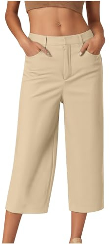 Generiska yogabyxor med fickor för kvinnor, joggingbyxor, bomull, dam, hög midja, eleganta sportbyxor, andas, bekväma löparbyxor, stretch, magkontroll, capribyxor, enfärgade, fritidsbyxor, Beige, 3XL