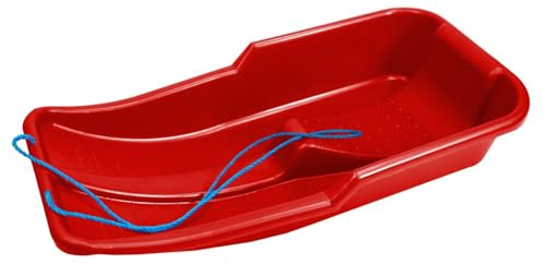 Heavy Duty Colour Large Adults Kids Children Snow Sledges Toboggan Sledge Rope Sled Play Snow Ice (Red)