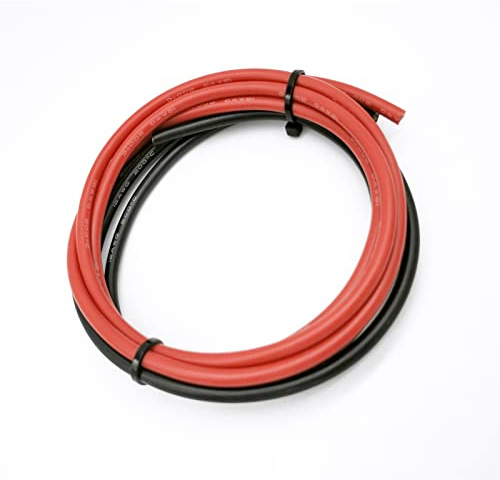 Boladge 2 Meter Reine Silikonleitung 12AWG Stromkabel Batteriekabel Verzinnter Kupferdraht 12 Gauge RC Kabel (1 Meter in Schwarz und 1 Meter in Rot) (12AWG)