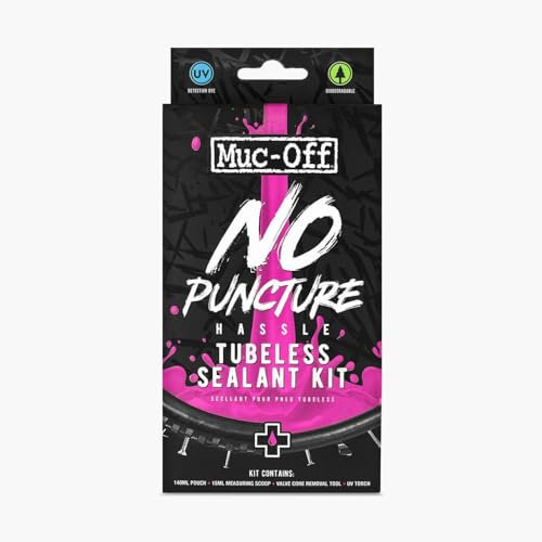 Muc-Off No Puncture Hassle Tubeless Sealant Kit - Kit Riparazione Tubeless con Colorante Tracciante UV - Liquido Tubeless Sigilla Strappi e Fori Fino a 6 mm