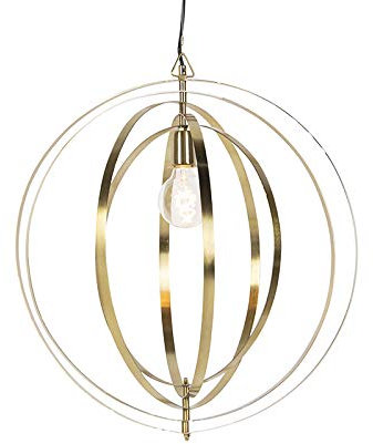 Qazqa - Retro Vintage Messing Drehbare Hängelampe I Pendellampe I Pendelleuchte - Rings I Wohnzimmer I Schlafzimmer - Stahl Kugel I Kugelförmig - LED geeignet E27
