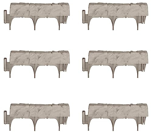 Suncast Interlocking Border Edging - Stone -Like Poly Construction for Garden, Lawn, and Landscape Edging - Water Resistant Border for Containing Trees, Flower Beds and Walkways - Light Taupe, 20