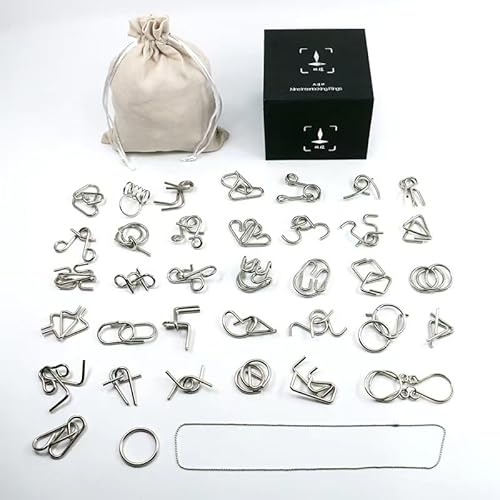 Chonor 36St. Mini Denkspiel Knobelspiel Set aus Metall, Metall-Knobelei IQ Spiele 3D Puzzle Geduldspiele Logikspiele Rätsel Brainteaser Intelligenz Pädagigisches Spielzeug für Kinder und Erwachsene