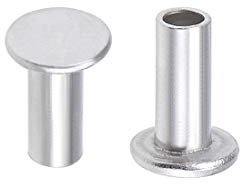 sourcing map 100 Stück Aluminium Halbhohle Nieten M3x7mm Halbrundnieten Flachkopf-Halbröhrennieten Silber