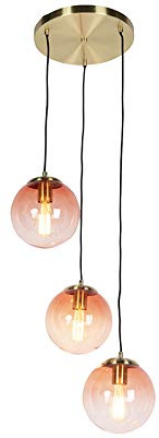 Qazqa Art Deco Pendelleuchte, Pendellampe - Pallon - Rosa, 3-flammig, 45cm, Ideal als Wohnzimmerlampe