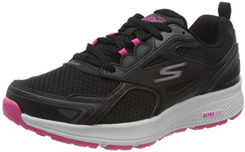 Skechers Go Run Consistent Sneaker, Scarpe da Ginnastica Donna, Black Leather/Pink Trim, 35.5 EU