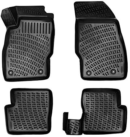 Rizline Passgenau 3D Fussmatten Auto Kompatibel mit Opel Corsa D & E 2006-2019 Auto Zubehör 1. und 2. Reihe Gummimatten Autos TPE Allwetter Geruchlos rutschfest Vorne & Hinten Schwarz