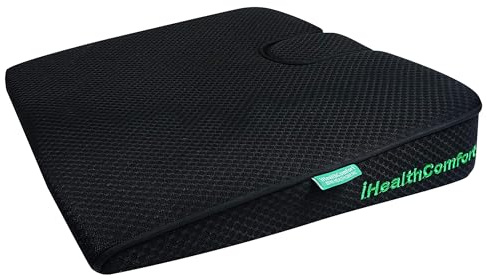 IHEALTHCOMFORT(19.7×17.7inches Extra Large Sciatica Seat Cushion for Office Chair,Oversized Car and Truck Seat Cushion,U-Cut Long Sitting Pain Relief Chair Pad