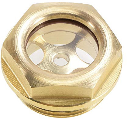 uxcell Oil Liquid Level Gauge Sight Glass M27x1.5mm Male Threaded Brass Air Compressor Fittings with O-Ring, Yellow