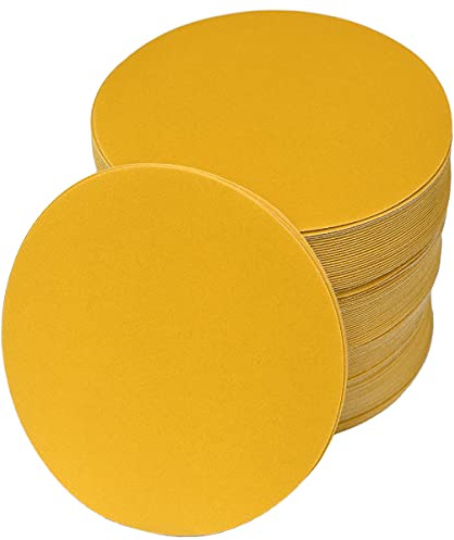 Aiyard 6-Inch No-Hole Hook and Loop Sanding Discs 400-Grit, Random Orbital Sandpaper for Automotive and Woodworking, 100-Pack