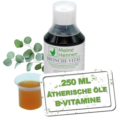 MyHens BRONCHI-VITAL 250 ml, mangime complementare con olio di eucalipto e vitamine del gruppo B per polli, piccioni e quaglie. Per il pollame, per sostenere le vie respiratorie dei polli.