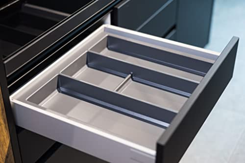 noveo Schubladen Ordnungssystem - Mehrzweck Besteckkasten - anthrazit matt - 473 x 493mm - für Korpusmaße 50x60cm(T/B) - passgenau für Nobilia uvm. - ideal zur Aufbewahrung von Küchenhelfern