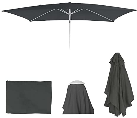 Mendler Ersatz-Bezug für Sonnenschirm N23, Sonnenschirmbezug Ersatzbezug, 2x3m rechteckig Stoff/Textil 4,5kg UV 50+ - anthrazit | Sonnenschirmbezug, Ersatzbezug, Stoff/Textil, 4,5kg, UV 50+