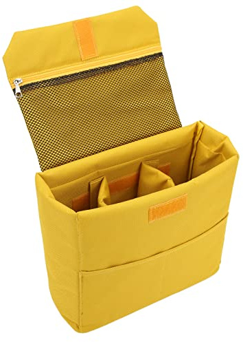 Uadme Borsa per inserto per fotocamera Borsa imbottita portatile antiurto impermeabile in spugna nylon per obiettivi per fotocamere SLR con accessori per obiettivi con bastoncino divisorio(L-Giallo)