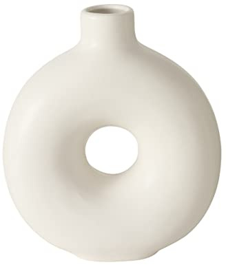 Boltze Vasen Set Lanyo (Farbe weiß, Blumenvase aus Keramik, runde Form, Maße 17x7x20 cm, Deko-Vase) 2024828
