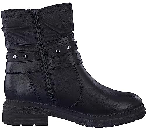 Jana Damen Stiefeletten ohne Absatz aus Kunstleder mit Schnalle Weite H Mehrweite, Schwarz (Black), 38 EU