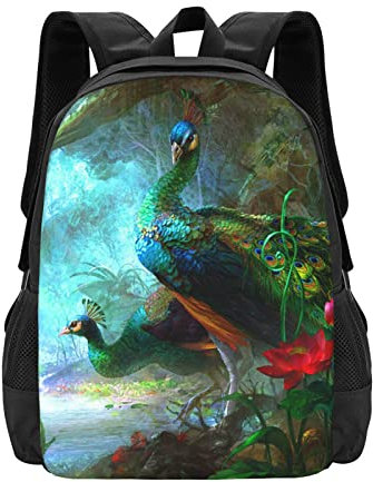 MOLIAE Mochila con estampado de camiones de basura, mochila para laptop, mochila de viaje para la escuela, bolsa de computadora escolar, regalos para hombres, Pavo real colorido, Talla única