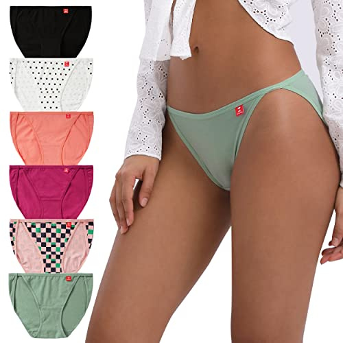 INNERSY High Leg Knickers for Women Underwear Ladies Bikini Briefs 6 Pack | Breathable Stretchy Cotton Pants, Mid Rise Hipster Panties, Elegant Front & Full Rear Coverage, Tag-free, Sports & Everyday