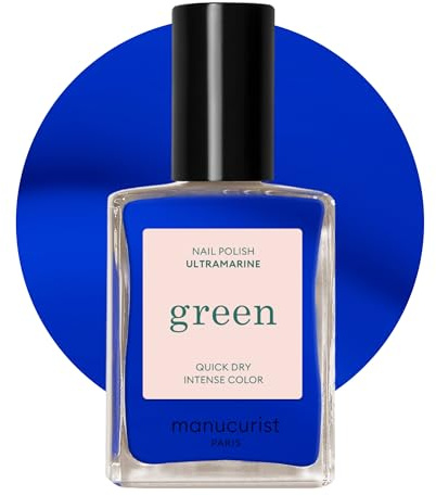 Manucurist - Green Esmalte de Uñas Ultramarine - Pintauñas Eléctrico Azul - Clásico 9-Free - Esmalte sin Toxicos - Vegano y Orgánico (83%) - Manicura Profesional - 15 ml