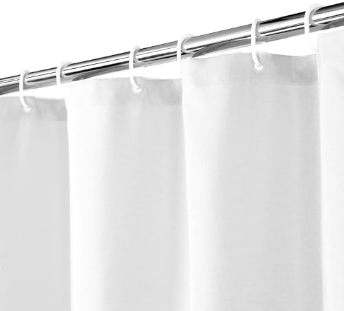 LinTimes Flachs Leinen wie 240GSM Schwerer,breiter Stoff Duschvorhang für Badezimmer mit Haken Hotel Luxus waschbar,Weiß,152x180 cm