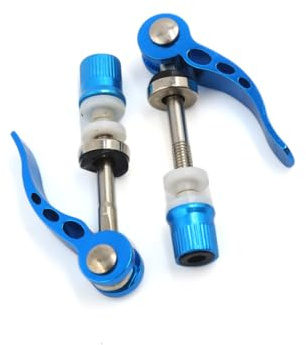 A ABSOPRO Universal Blue Bike Bicycle Quick Release Clamp Seat Set of 2 | Quick Release Binder Bolt, Blue, Metal