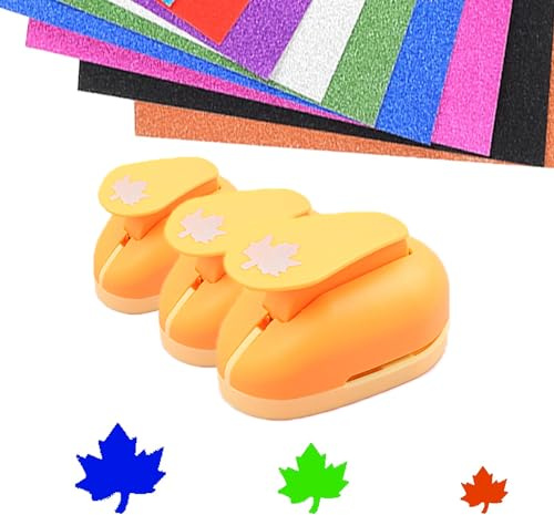 3 Stück Motivstanzer Stanzer Kinder,Papierstanzer Motivlocher Stanzer Set,Stanzer Weihnachtenbaum,Stanzer Herbst für Geschenkanhänger,Basteln,Scrapbooking,Grußkarten zufällige Farbe (Ahornblatt)