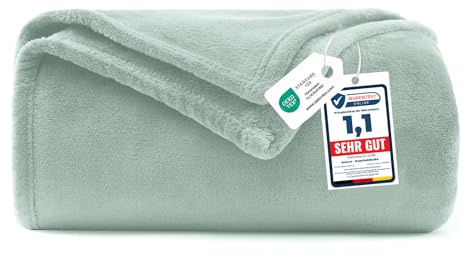 WAVVE Kuscheldecke Flauschig Decke Fleecedecke - Sofadecke 150x200 cm Warm Wohndecke Couchdecke, Salbei-Grün Decke Weich Sofaüberwurf XL