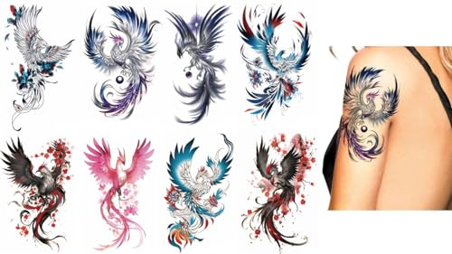 8 Blätter Temporary Phönix Tattoo Fake Arm Tattoo Phönix 8