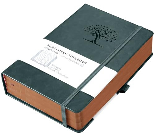 HOMEMARS Notizbuch, Notebook, a5, Journal buch, Reisetagebuch, Liniert a5, Notizblock, Notizbücher a5, 100GSM, 320 Pages, Reisetagebuch, Notizbuch Leder, Prägebaum Design,Grün