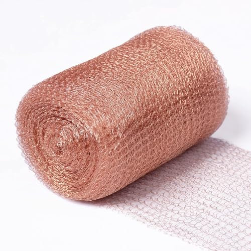 KAHEIGN Maillage en Cuivre Lutte Contre Rongeurs Nuisibles, 5IN x 33FT Maillage en Fil de Cuivre Pur Ruban en Cuivre Tricoté Double Couche pour Répulsive Contre Escargots et Limaces, Trous Blocage