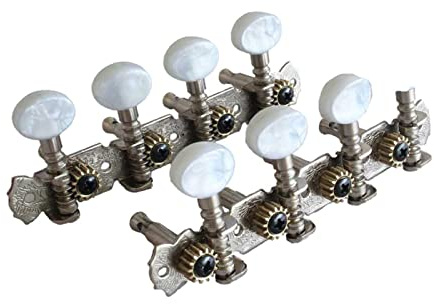Enhance Your Mandolin Sound with Clear End Double Hole Machine Heads Tuning Pegs - Perfect Replacement for 8 String Instruments - Includes 2 Machine Heads, 8 Ferrules, 10 Scr