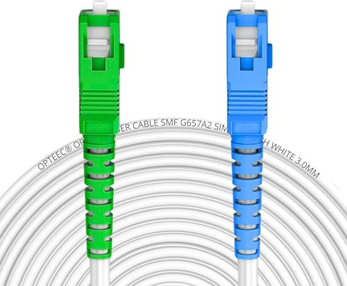 opteec® - Câble Fibre Optique Blindé - 1M - FREE Freebox Pop, Pos S, Ultra, Ultra Essentiel, Révolution Light - Rallonge/Jarretière - SC/APC à SC/UPC Renforcé - Garantie 10 Ans - Blanc (1M)