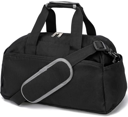 14 inch Small Gym Bag for Women & Men, Mini Duffel Bag for Travel Sports Lightweight Carry On Bag, Black