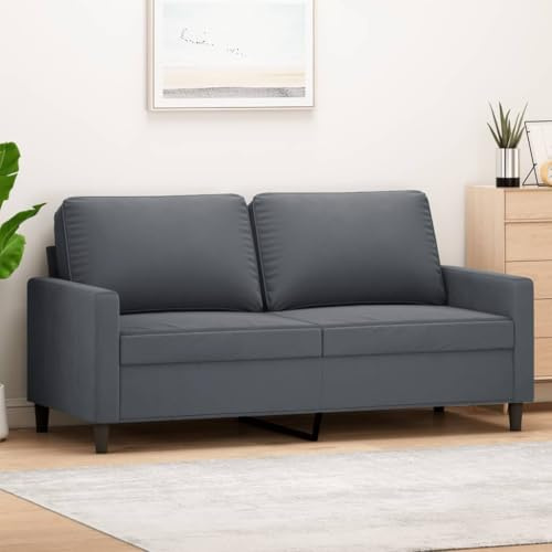 Willood 2-Sitzer-Sofa Couch für Wohnzimmer, Polstersofa mit Metallgestell, Loungesofa Zweisitzer Wohnzimmersofa Wohnzimmermöbel Dunkelgrau 140 cm Samt
