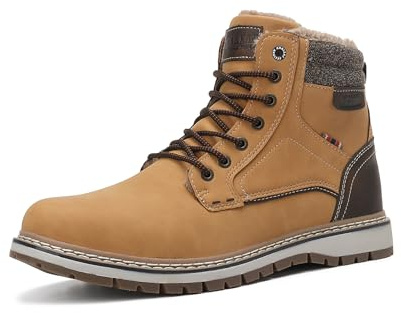 ANALEAF Hommes Chaussures d’hiver Bottes Chaudes d’hiver Bottes d’hiver d’extérieur Bottes de Neige Doublées Bottes de Randonnée Antidérapantes 41-46 EU