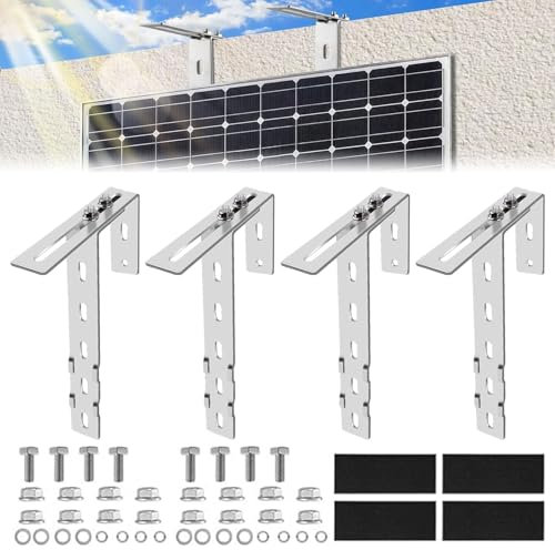 Aolawco 4 Stück Solar Balkonkraftwerk Halterung Balkon Haken Set, Verstellbare Balkonhalterung für Solarmodule, Solarpanel Halterung Kein Bohren Erforderlich für Solarmodul Runde Eckig Balkongelände