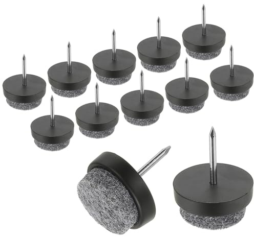 PATIKIL 0.71 Screw-on Furniture Felt Pad, 40 Pcs Nail on Chair Leg Floor Protectors Glide Round Slider Screw-in for Chair Table Furniture, Black