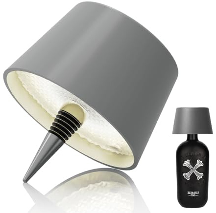 MU LIN Flaschenlampe Aufsatz LED Aufladbar Schwarz, IP54 Wasserdicht Lampenschirm für Flasche, Akku Lampe für Flasche LED USB, 3 Farbtemperaturen & Dimmbare, Touch Control, für Restaurant Bar Balkon