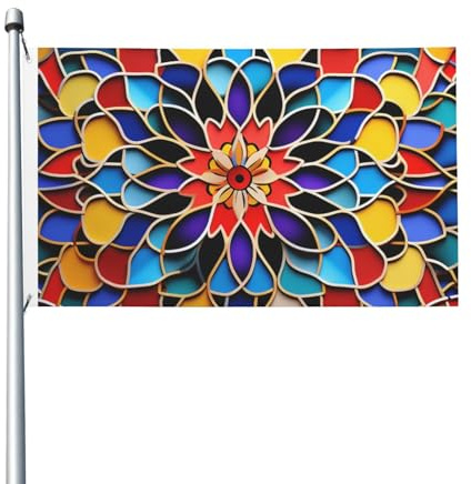 Drapeau de cour double face de 0,9 x 1,5 m pour extérieur/intérieur - Couleur marocaine - Bannières de bienvenue pour jardin, maison, vacances, décoration d'intérieur