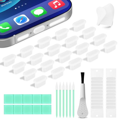 YIWOZI Silicone USB C Dust Plug with Phone Speaker Cover,Type C Dust Covers | 5-in-1 31 Pack USB C Charging Port Cover Cleaning Kit for iPhone 15/16/17/Samsung/One Plus/Google Pixel/All USB C-Port Device