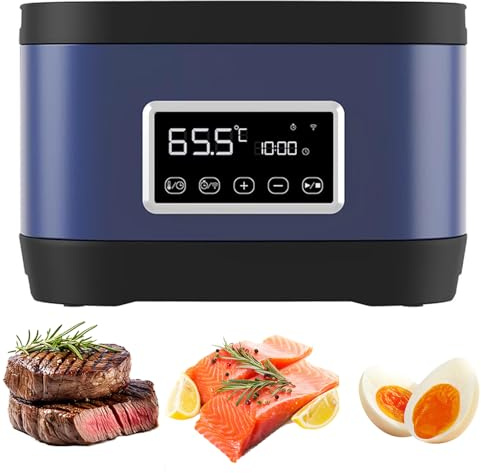 Sous Vide - Olla al vacío de acero inoxidable con pantalla táctil LED y control de aplicación WiFi, control de temperatura de 40 a 90 °C y temporizador inteligente de 24 horas, circulador de agua 3D