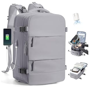 SZLX Sac à Dos Sous Vide Voyage 40x30x20 avec pompe Bagage Cabine 40x30x20 Ryanair Wizz air Easyjet Bagage à Main Sac pour Ordinateur Portable 36 Pouces Femme Homme avec Compartiment Chaussures