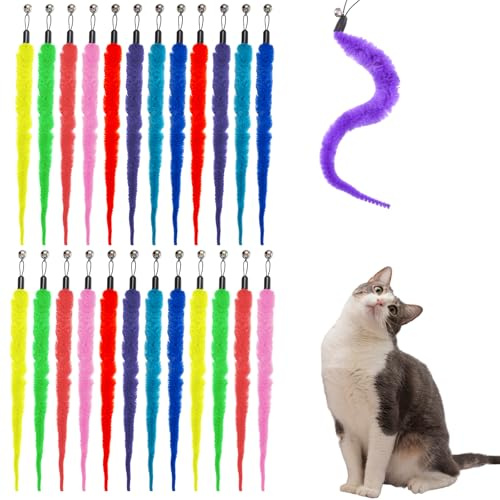 cobee 24 st kattmaskleksak, katttrollleksakstillbehör, kattmaskleksaker, påfyllningar ca-ts-trollstav, fäste, leksak, kattunge interaktiva leksaker för inomhus- och utomhuskatter